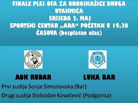 FINALE PLEJ OFA ZA ODBOJKAŠICE DRUGA UTAKMICA