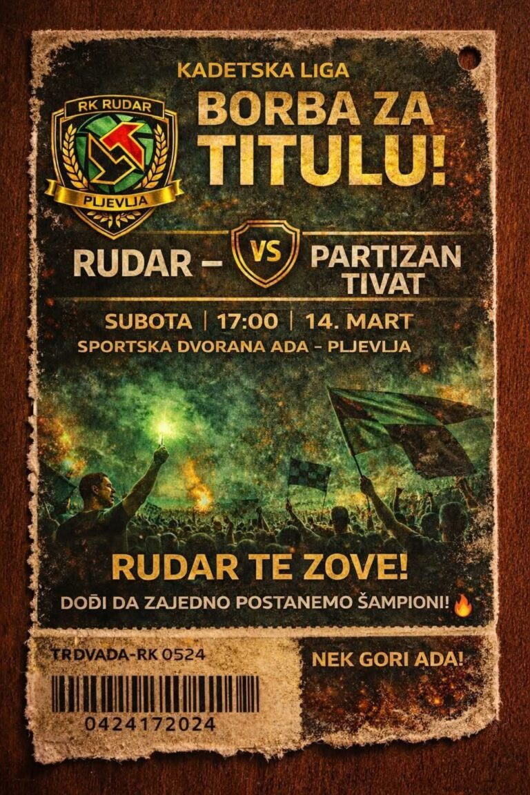 Pljevljaci, fer i sportskim navijanjem pomozite kadetima da dođu do titule