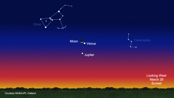 Jupiter, Venera i Mjesec sjaje na istoj liniji