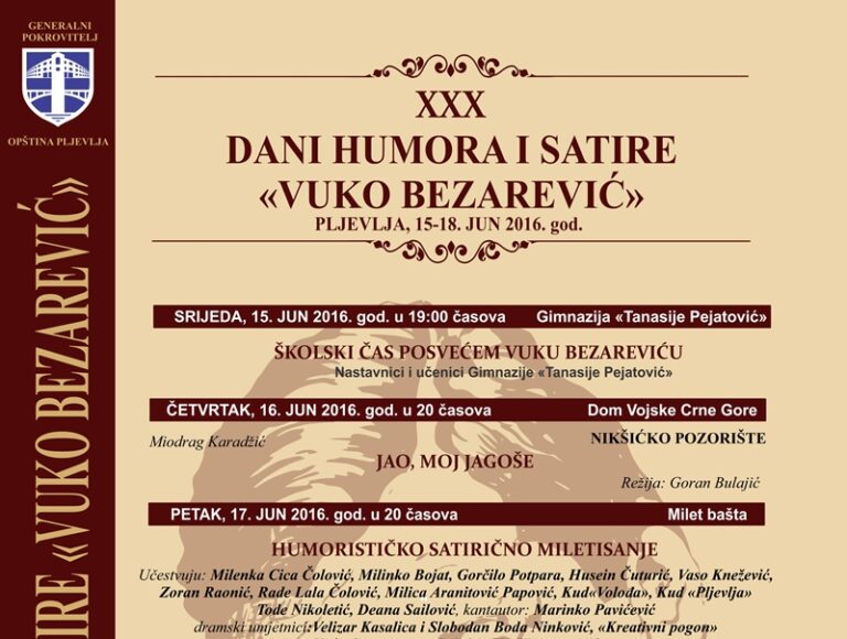 Program 30. Dana humora i satire „Vuko Bezarević“