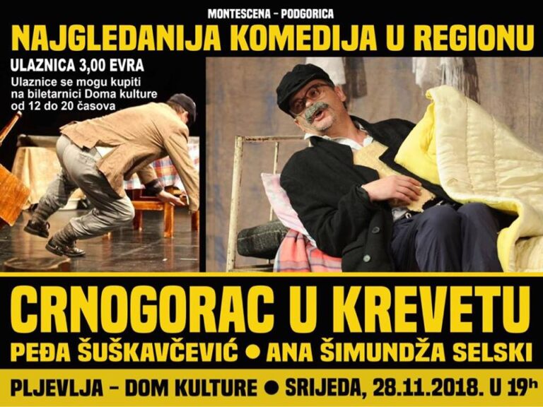 Hit komedija „Crnogorac u krevetu“ stiže i u naš grad