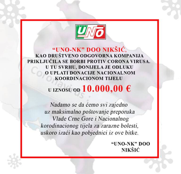 Uno donirao 10 000 eura za borbu protiv Korona virusa