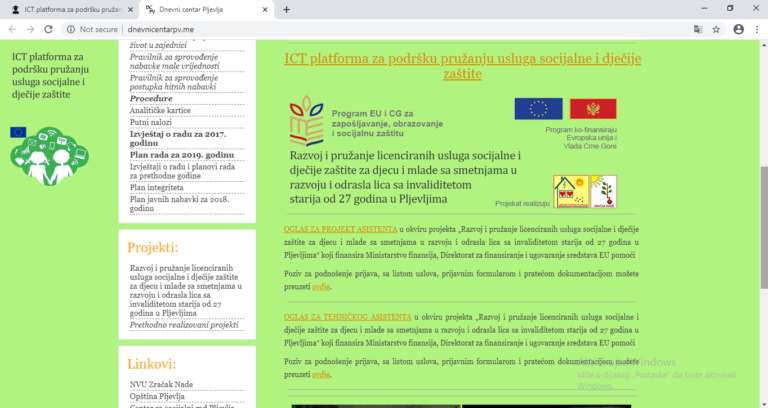 Razvoj i pružanje licenciranih usluga socijalne i dječije zaštite za djecu i mlade sa smetnjama u razvoju i odrasla lica sa invaliditetom starija od 27 godina u Pljevljima