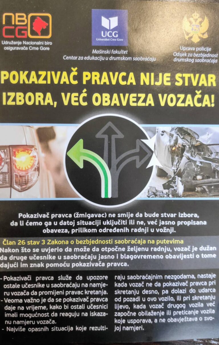 Kampanja – Pokazivač pravca nije stvar izbora, već obaveza vozača