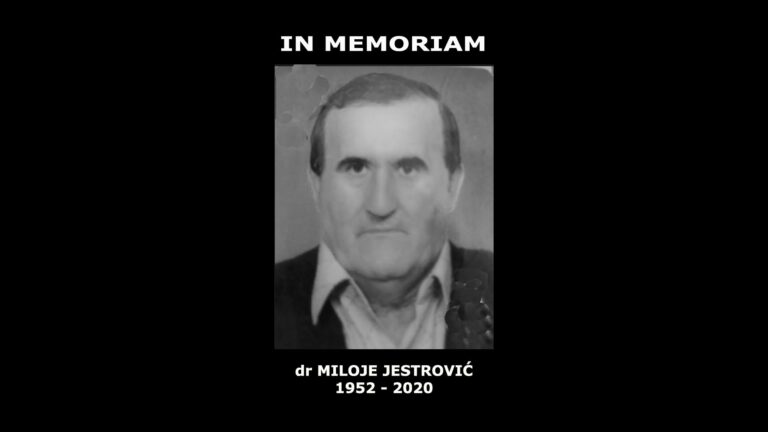 IN MEMORIAM DR MILOJE JESTROVIĆ