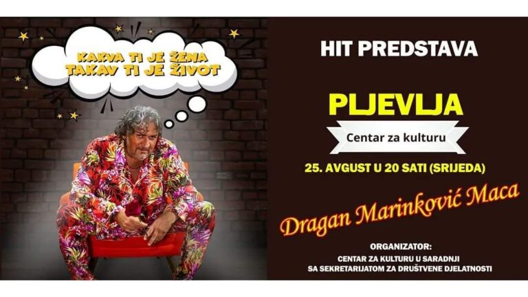 OBAVJEŠTENJE: Predstava “Kakva ti je žena takav ti je život” održaće se u Centru za kulturu