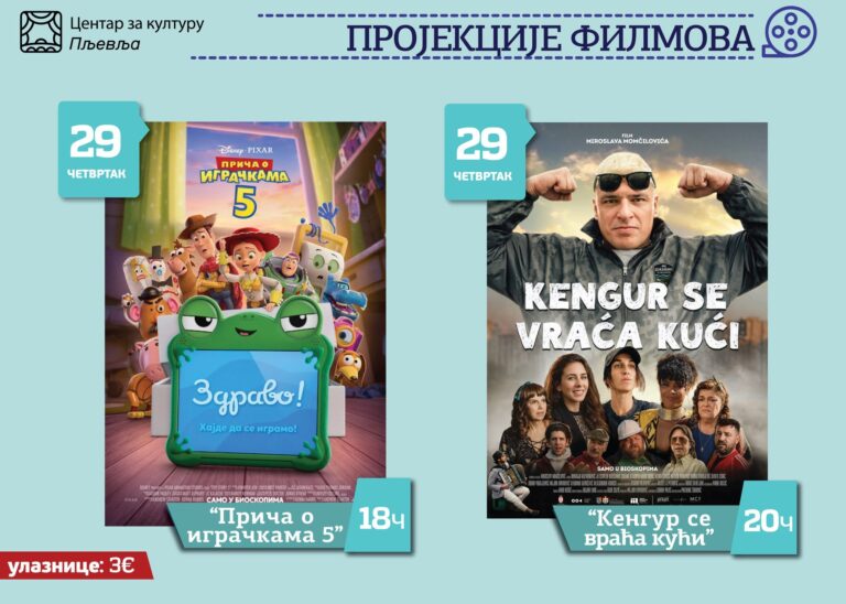Filmski četvrtak u Pljevljima: „Priča o igračkama 5“ i „Kengur se vraća kući“ u Centru za kulturu