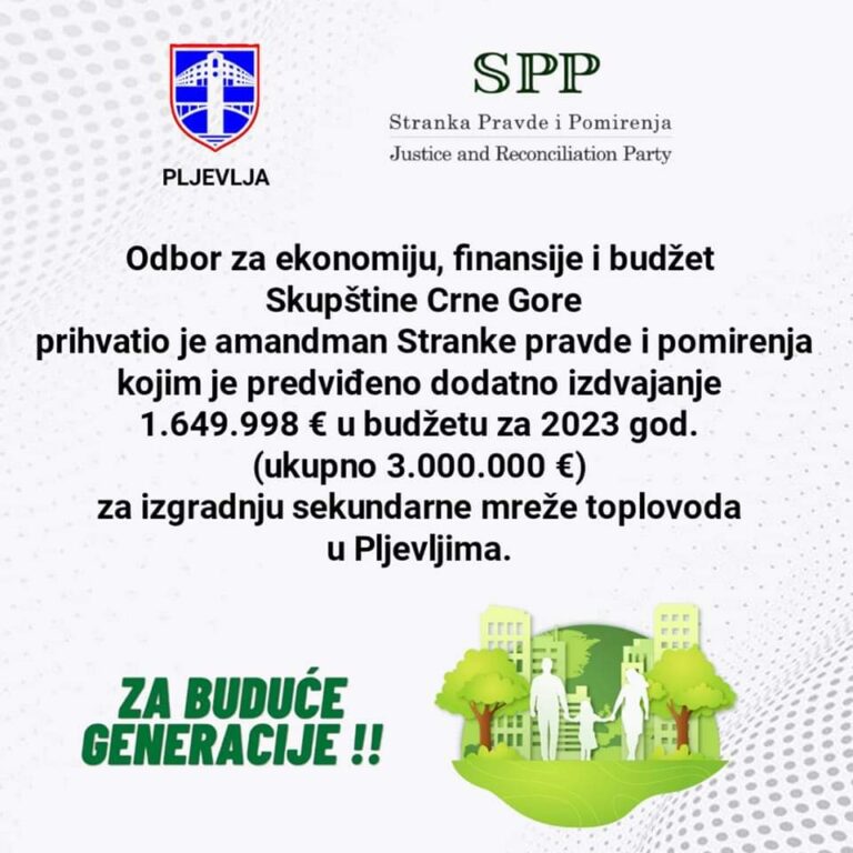 SPP-Građani Pljevalja će dobiti čist vazduh i kvalitetnije uslove za život