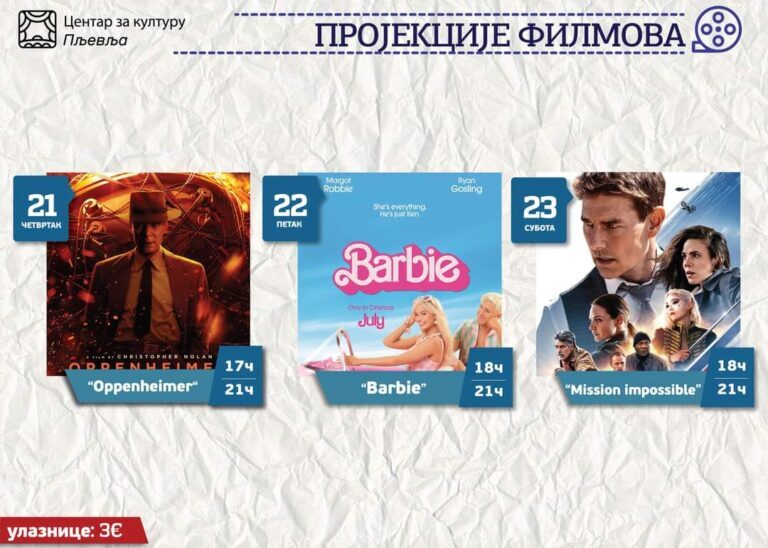 JU Centar za kulturu Pljevlja prikazuje najnovija ostvarenja filmske industrije