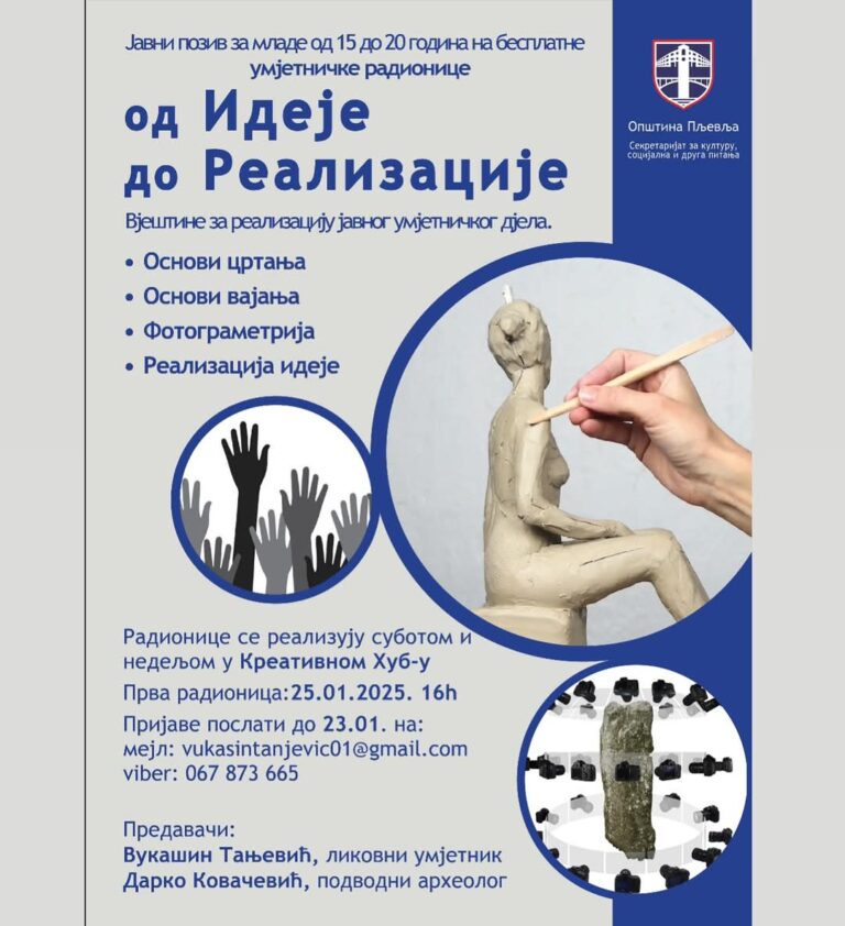 Sekretarijat za kulturu organizuje besplatne radionice za mlade u Pljevljima