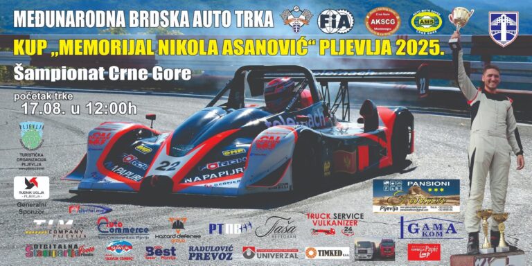Međunarodna brdska auto trka „Memorijal Nikola Asanović“ 17. avgusta u Pljevljima