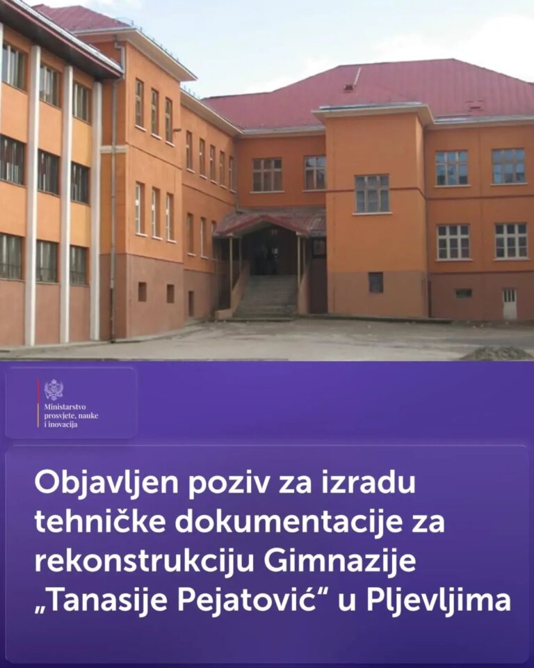Objavljen međunarodni poziv za rekonstrukciju Gimnazije „Tanasije Pejatović“