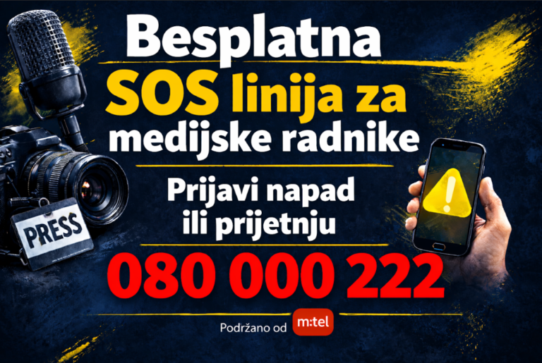 Uspostavljen besplatan SOS broj za prijavu prijetnji i napada na novinare