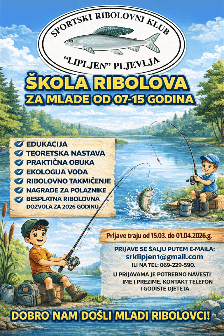 Škola ribolova za mlade u organizaciji SRK „Lipljen“ Pljevlja